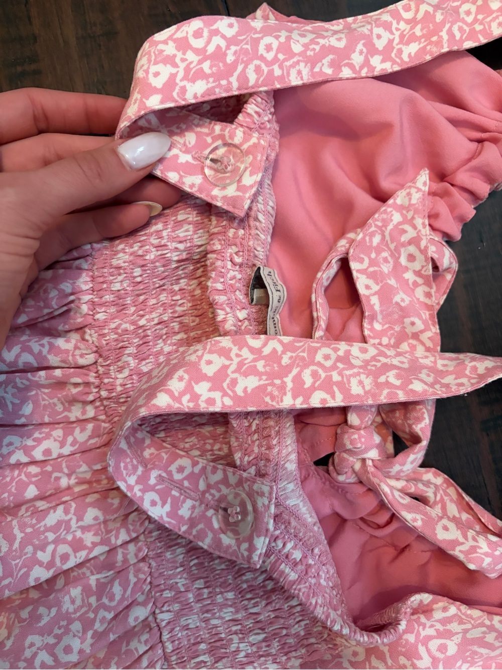Abercrombie & Fitch Dusty Pink Tie-Front floral feminine dainty girly Midi Dress - Picture 6 of 8